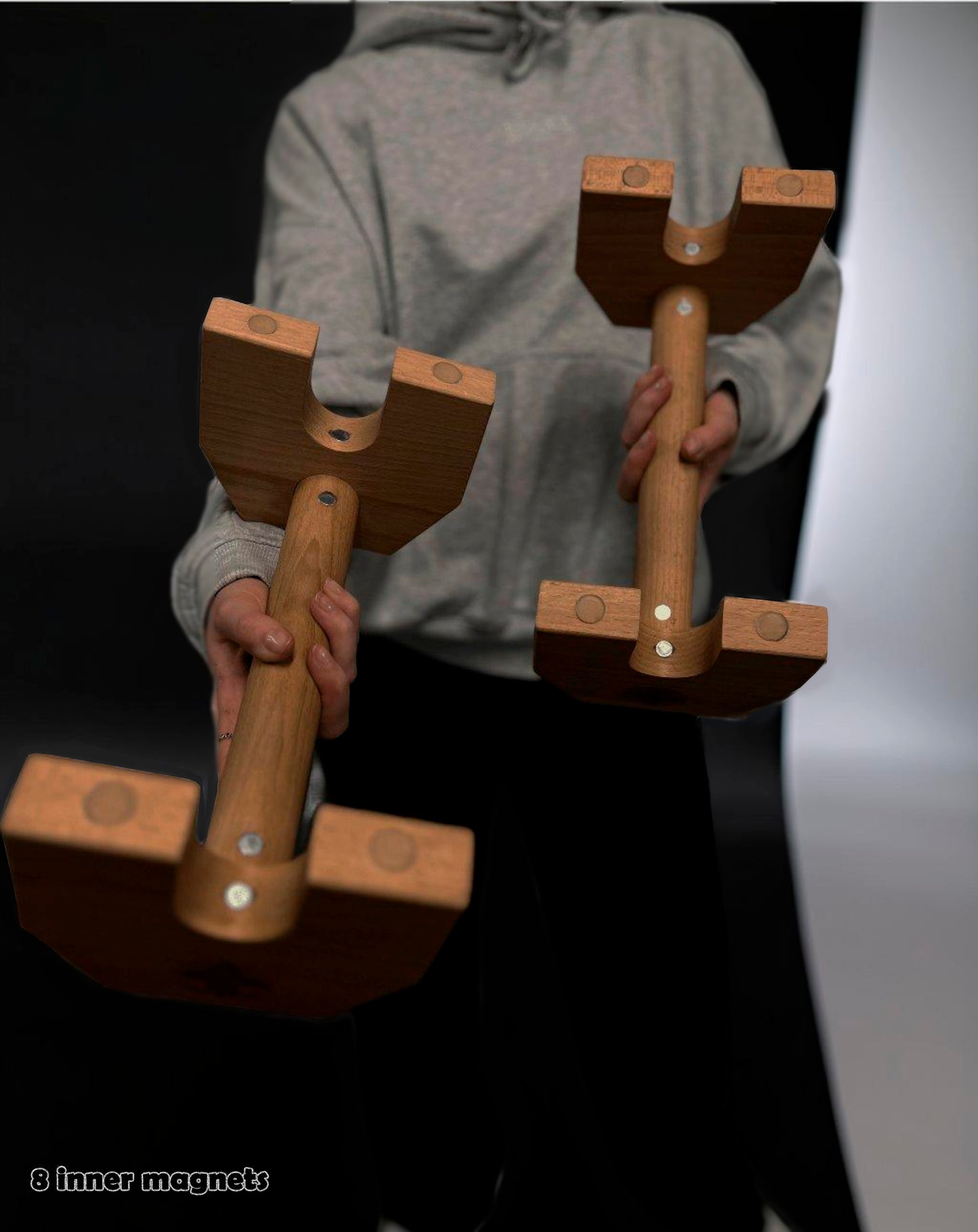 Portable Wooden Parallettes with Magnets